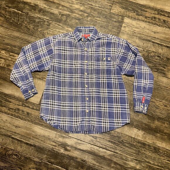 McCormick Farmall International Harvester Mens Shirt Large Blue Plaid Button Up - Picture 1 of 8